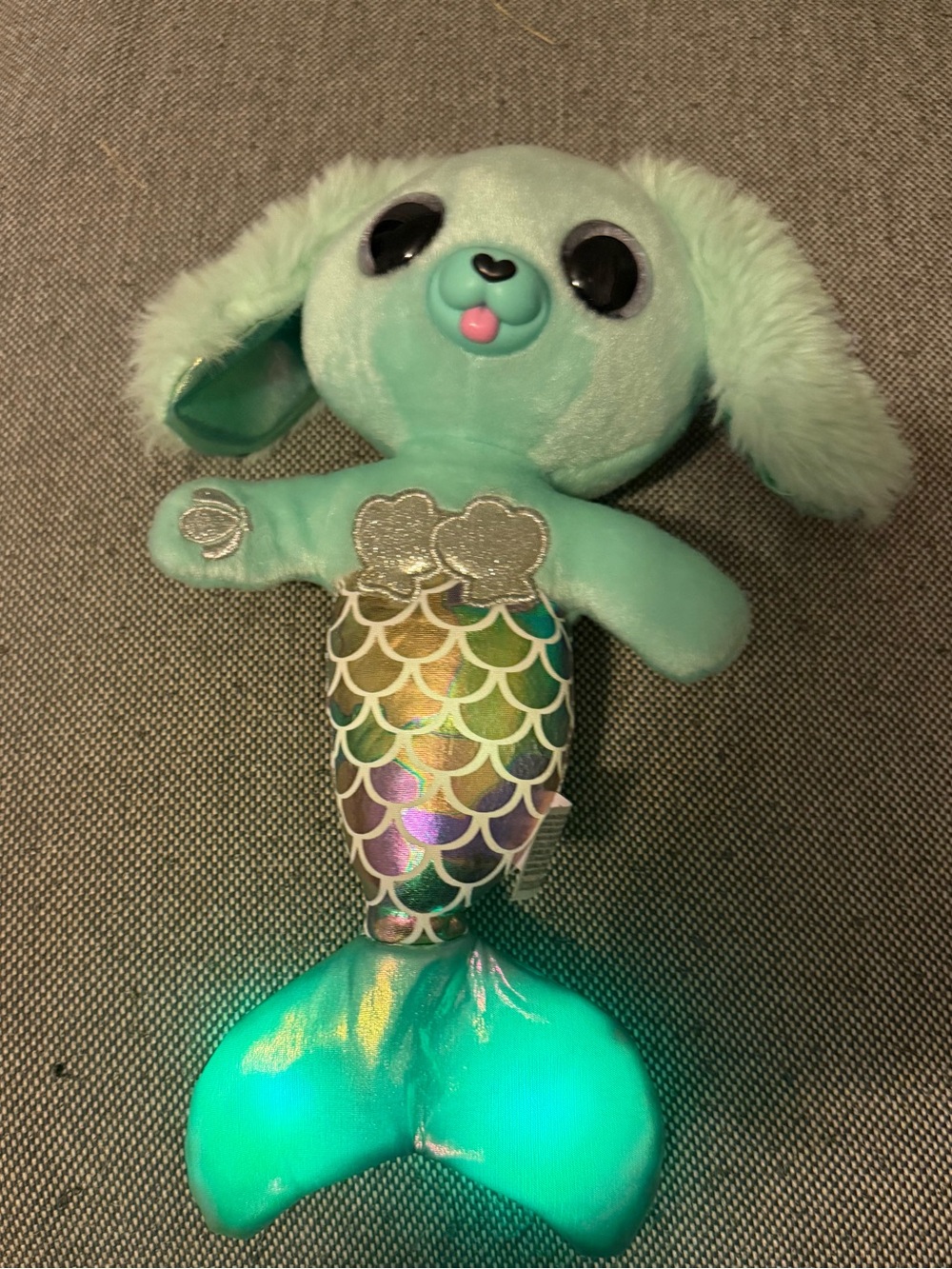 Plush Mint Green Mermaid Puppy Stuffed Animal - Light-Up Tail